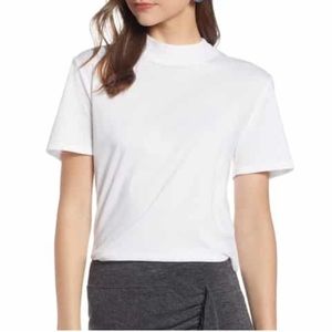 Something Navy Mock Neck Cotton Tee size M